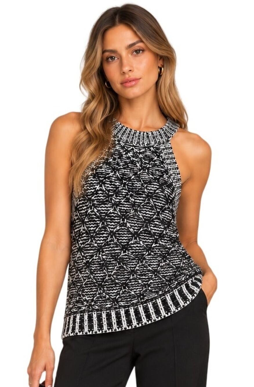 Moth Anthropologie Sweater Tank Womens L Black Gray Debussy Marled Sleeveless